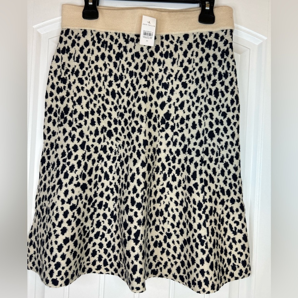 ANN TAYLOR Aline Cheetah Midi Sweater Skirt Size Medium